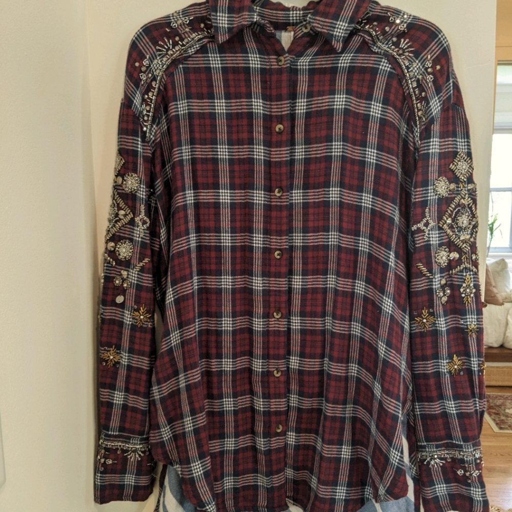 Free People Edgy Plaid Button Up